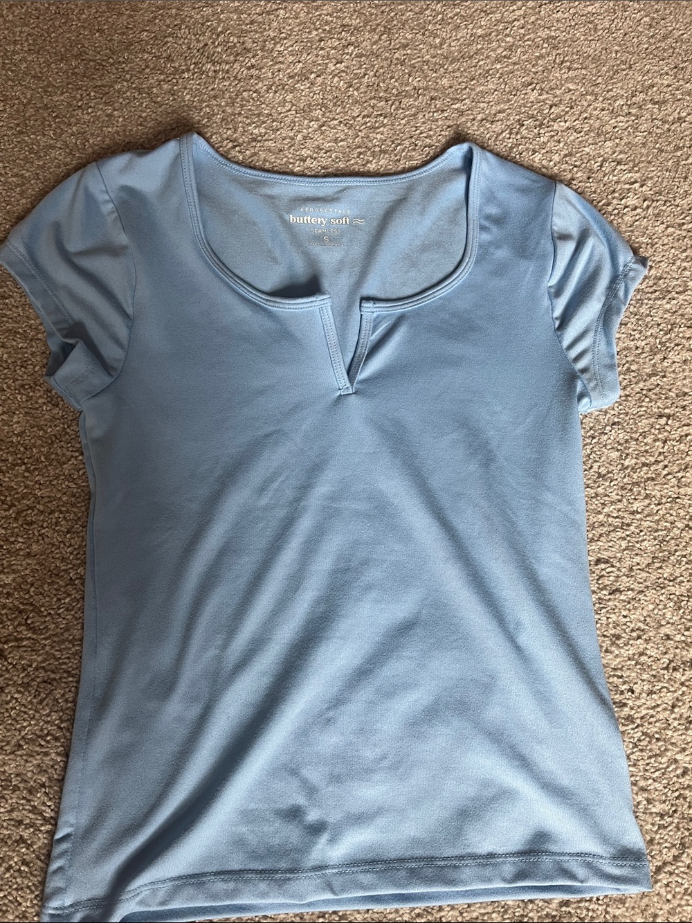 Aeropostale Light Blue Short Sleeve Notch Tee